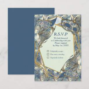 Rococo Rich with Gold Relief & Masks RSVP Card