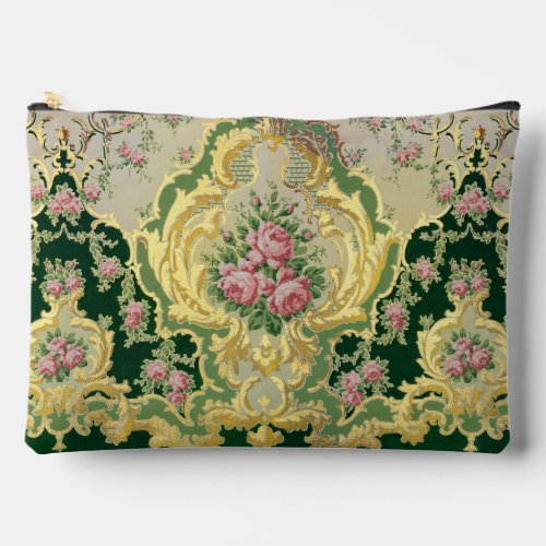 Rococo Time Period Pink Roses Gold Framing Wedding Accessory Pouch