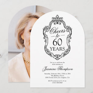 Rococo Vintage Photo 60th Birthday Party Invitation