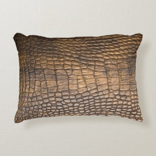 ?rocodile leather. Brown Leather background and te Accent Pillow