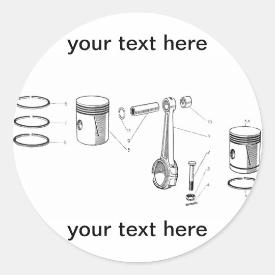 rod and piston classic round sticker