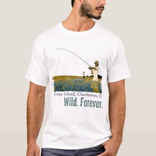 Rod and Reel Fishing on the Dewees Island Marsh T_Shirt