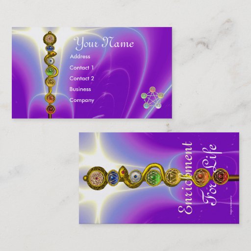 Customizable ROD OF ASCLEPIUS WITH 7 CHAKRAS ,SPIRITUAL ENERGY BUSINESS CARD