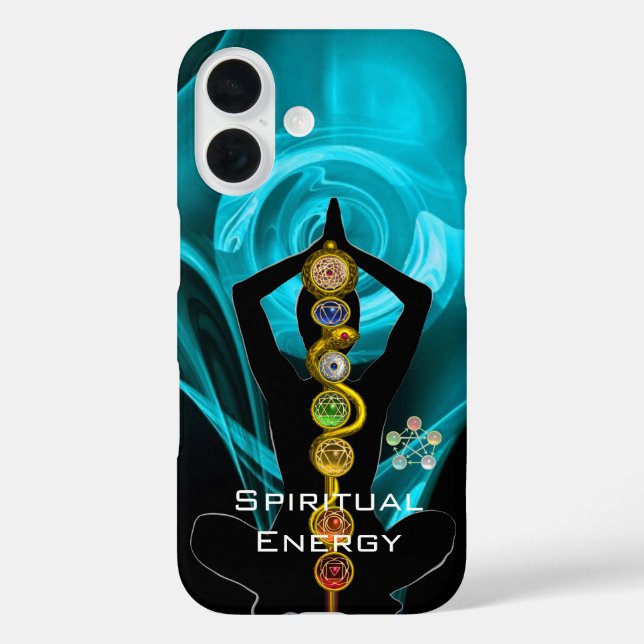 ROD ASCLEPIUS,7 CHAKRAS YOGA LOTUS POSE Blue Case-Mate iPhone Case (Back)