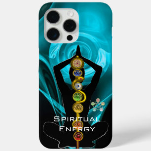 ROD ASCLEPIUS,7 CHAKRAS YOGA LOTUS POSE Blue iPhone 15 Pro Max Case