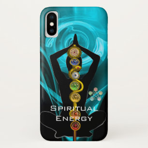 ROD ASCLEPIUS,7 CHAKRAS YOGA LOTUS POSE Blue iPhone X Case