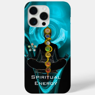 ROD ASCLEPIUS,7 CHAKRAS YOGA LOTUS POSE Blue iPhone 15 Pro Max Case