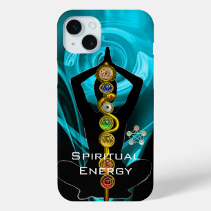 ROD ASCLEPIUS,7 CHAKRAS YOGA LOTUS POSE Blue iPhone 15 Plus Case