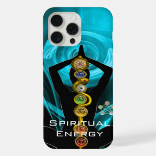 ROD ASCLEPIUS,7 CHAKRAS YOGA LOTUS POSE Blue iPhone 15 Pro Max Case