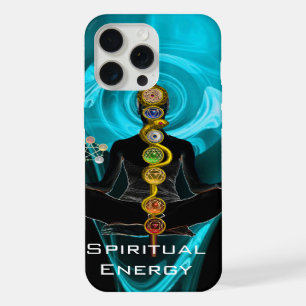 ROD ASCLEPIUS,7 CHAKRAS YOGA LOTUS POSE Blue iPhone 15 Pro Max Case