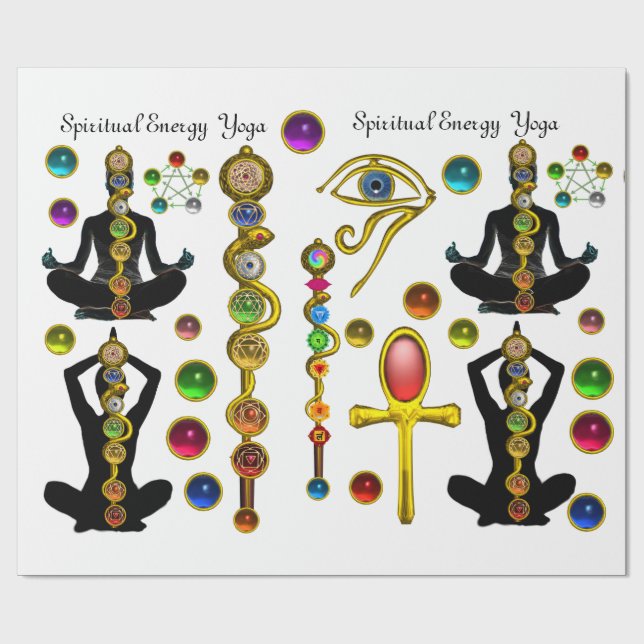 ROD ASCLEPIUS,7 CHAKRAS YOGA LOTUS POSE ,Horus Eye Wrapping Paper (Flat)