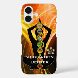 ROD ASCLEPIUS,7 CHAKRAS YOGA LOTUS POSE Yellow iPhone 16 Case