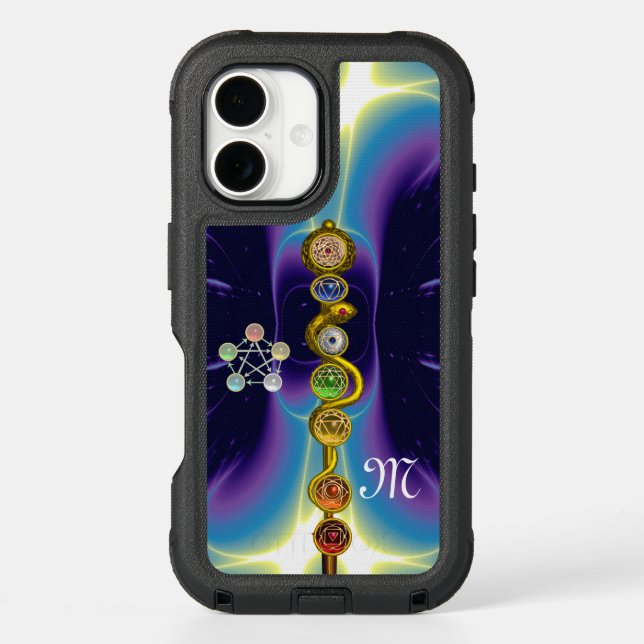 ROD ASCLEPIUS 7 CHAKRAS,YOGA,SPIRITUAL ENERGY Blue Otterbox iPhone Case (Back)
