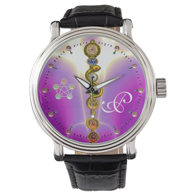 ROD ASCLEPIUS 7 CHAKRAS,YOGA SPIRITUAL ENERGY Pink Watch (Front)