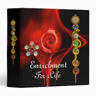 ROD ASCLEPIUS 7 CHAKRAS,YOGA,SPIRITUAL ENERGY Red 3 Ring Binder