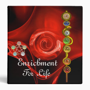 ROD ASCLEPIUS 7 CHAKRAS,YOGA,SPIRITUAL ENERGY Red 3 Ring Binder