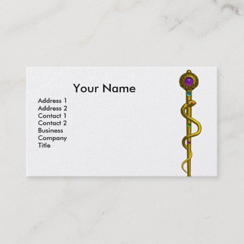 ROD ASCLEPIUS MEDICAL HEALING  Monogram Blue White Business Card