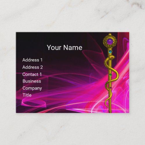 ROD ASCLEPIUS Medical Healing Symbol PInk Fuchsia Business Card