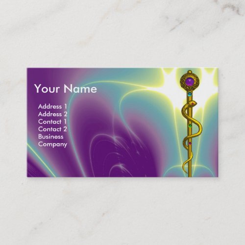 ROD ASCLEPIUS MEDICAL HEALTH CARE Monogram Purple Business Card