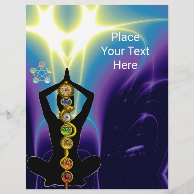 ROD OF ASCLEPIUS,7 CHAKRAS YOGA LOTUS POSE Blue Flyer (Front)