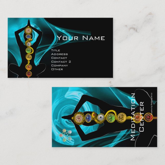 ROD OF ASCLEPIUS,7 CHAKRAS YOGA LOTUS POSE BUSINESS CARD (Front/Back)