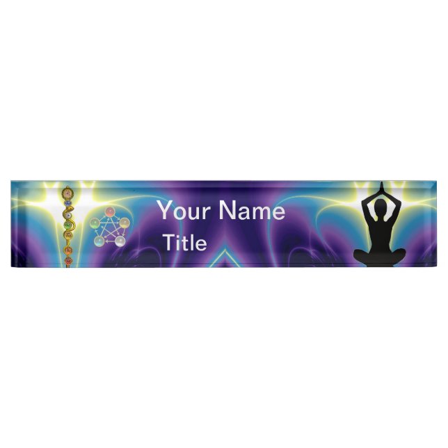 ROD OF ASCLEPIUS,7 CHAKRAS,YOGA LOTUS POSE NAME PLATE (Front)