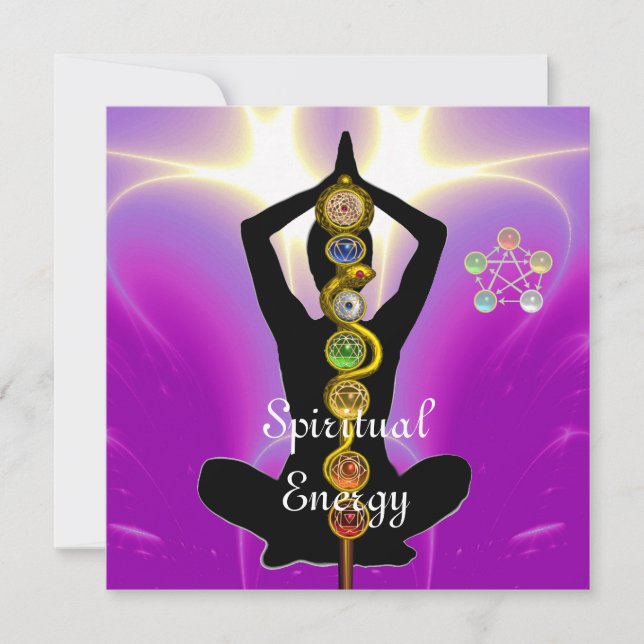ROD OF ASCLEPIUS 7 CHAKRAS,YOGA LOTUS POSE Pink Invitation (Front)