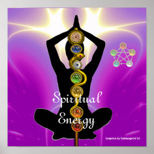 ROD OF ASCLEPIUS 7 CHAKRAS,YOGA LOTUS POSE Pink Poster