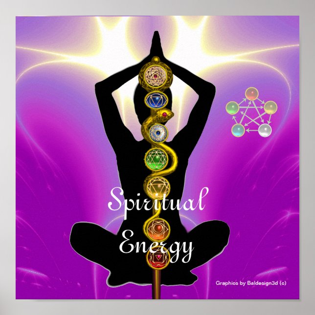 ROD OF ASCLEPIUS 7 CHAKRAS,YOGA LOTUS POSE Pink Poster (Front)