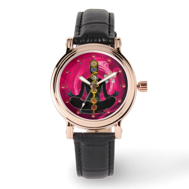 ROD OF ASCLEPIUS 7 CHAKRAS,YOGA LOTUS POSE Pink Watch (Front)