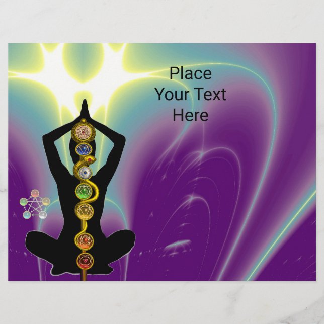 ROD OF ASCLEPIUS,7 CHAKRAS YOGA LOTUS POSE Purple Flyer (Front)