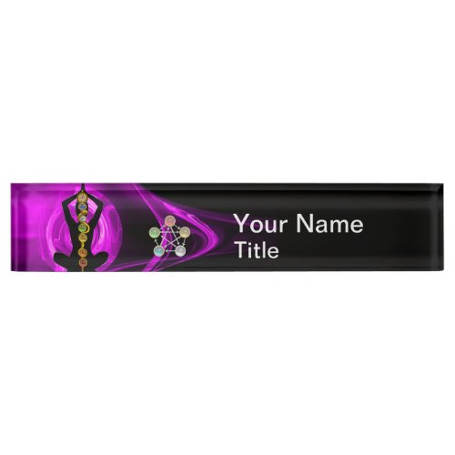 ROD OF ASCLEPIUS7 CHAKRASYOGA LOTUS POSE Purple Name Plate