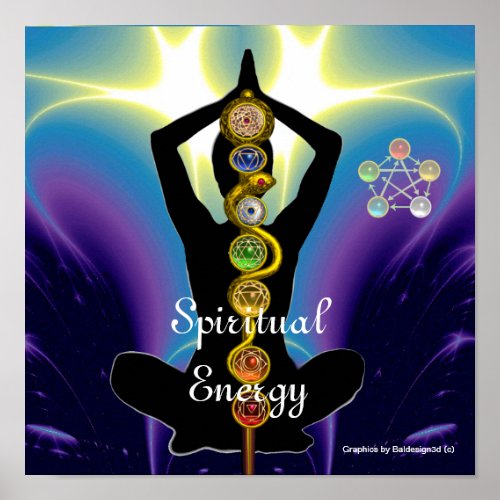 ROD OF ASCLEPIUS 7 CHAKRASYOGA LOTUS POSE Purple Poster