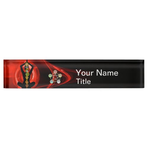 ROD OF ASCLEPIUS7 CHAKRASYOGA LOTUS POSE Red Nameplate