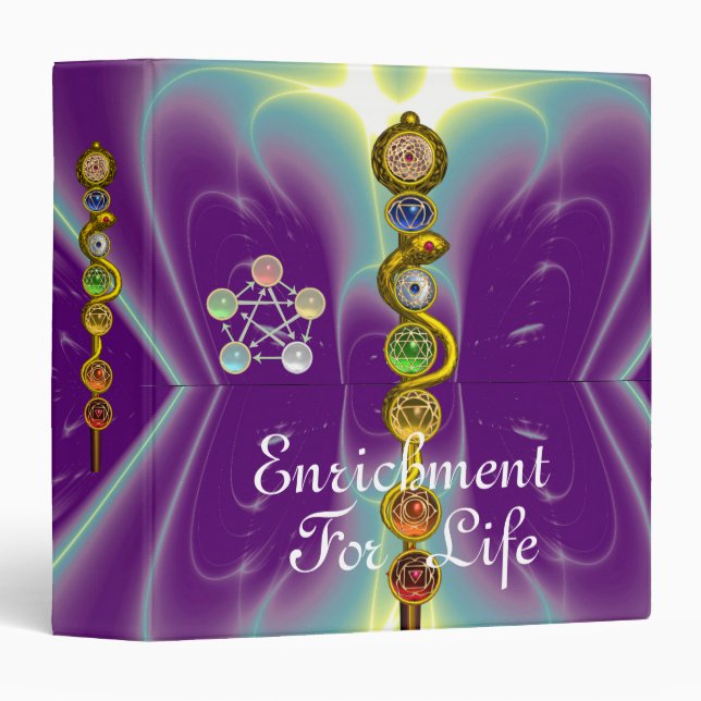 ROD OF ASCLEPIUS 7 CHAKRAS,YOGA ,SPIRITUAL ENERGY BINDER (Front/Spine)