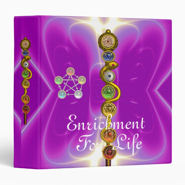 ROD OF ASCLEPIUS 7 CHAKRAS,YOGA ,SPIRITUAL ENERGY BINDER (Front/Spine)