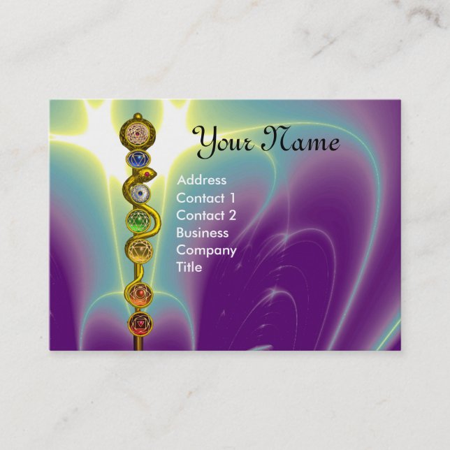 ROD OF ASCLEPIUS,7 CHAKRAS,YOGA ,SPIRITUAL ENERGY BUSINESS CARD (Front)