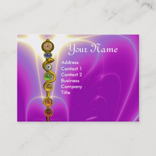 Customizable ROD OF ASCLEPIUS WITH 7 CHAKRAS ,SPIRITUAL ENERGY BUSINESS CARD TEMPLATES