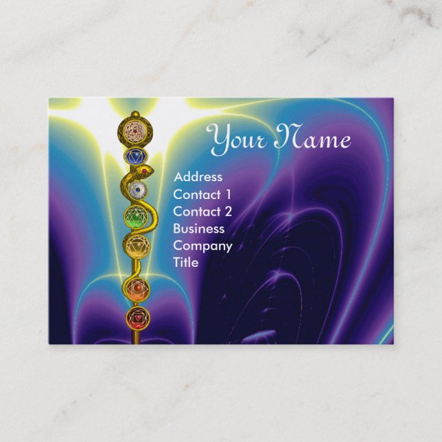 ROD OF ASCLEPIUS,7 CHAKRAS,YOGA ,SPIRITUAL ENERGY BUSINESS CARD (Front)
