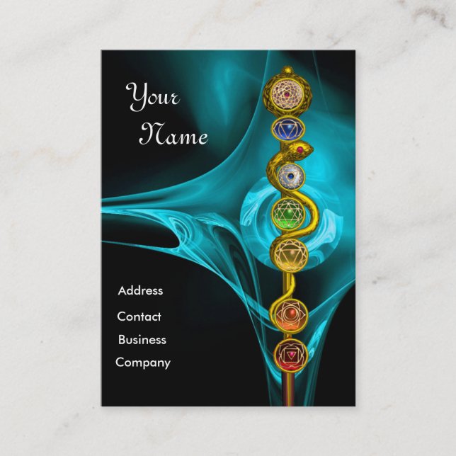 ROD OF ASCLEPIUS,7 CHAKRAS ,YOGA,SPIRITUAL ENERGY BUSINESS CARD (Front)