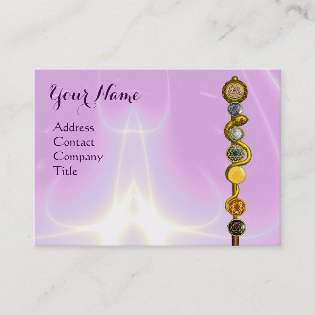 ROD OF ASCLEPIUS,7 CHAKRAS,YOGA ,SPIRITUAL ENERGY BUSINESS CARD (Front)