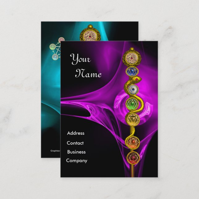 ROD OF ASCLEPIUS,7 CHAKRAS ,YOGA,SPIRITUAL ENERGY BUSINESS CARD (Front/Back)