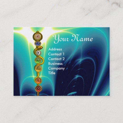ROD OF ASCLEPIUS WITH 7 CHAKRAS ,SPIRITUAL ENERGY BUSINESS CARD TEMPLATES