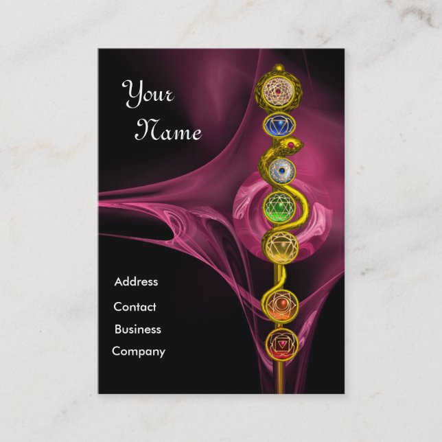 ROD OF ASCLEPIUS,7 CHAKRAS ,YOGA,SPIRITUAL ENERGY BUSINESS CARD (Front)