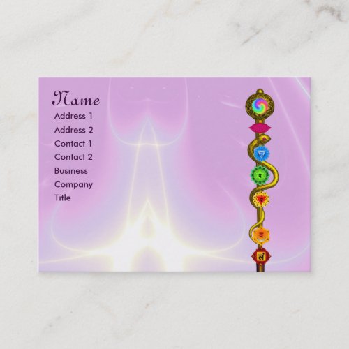 ROD OF ASCLEPIUS WITH 7 CHAKRAS ,SPIRITUAL ENERGY BUSINESS CARD TEMPLATE