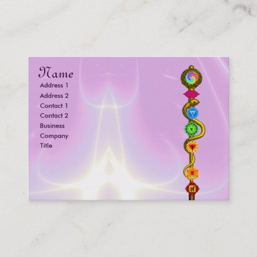 Customizable ROD OF ASCLEPIUS WITH 7 CHAKRAS ,SPIRITUAL ENERGY BUSINESS CARD TEMPLATE