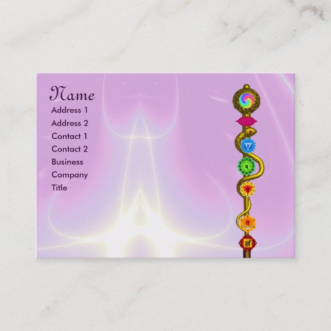 ROD OF ASCLEPIUS,7 CHAKRAS,YOGA ,SPIRITUAL ENERGY BUSINESS CARD (Front)