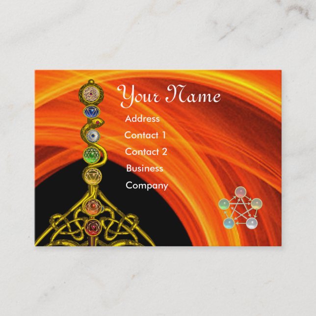 ROD OF ASCLEPIUS,7 CHAKRAS,YOGA ,SPIRITUAL ENERGY BUSINESS CARD (Front)
