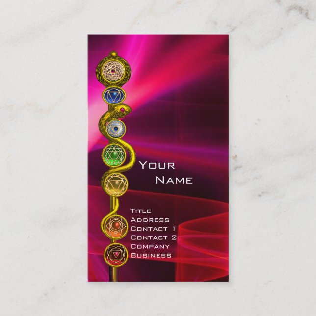ROD OF ASCLEPIUS,7 CHAKRAS ,YOGA,SPIRITUAL ENERGY BUSINESS CARD (Front)