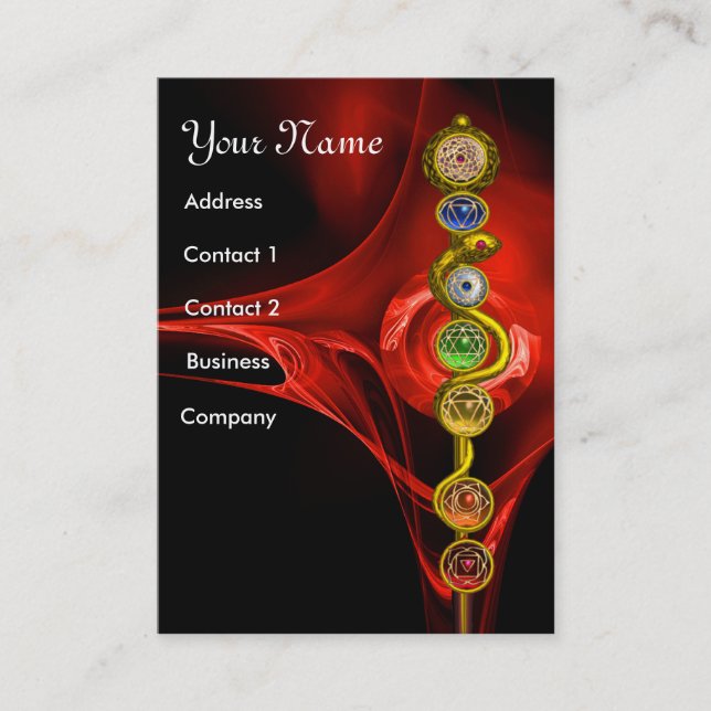 ROD OF ASCLEPIUS,7 CHAKRAS ,YOGA,SPIRITUAL ENERGY BUSINESS CARD (Front)